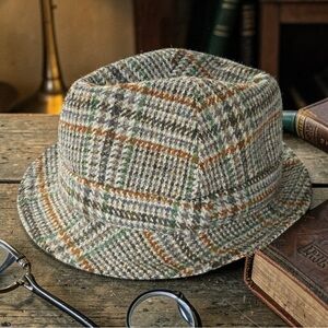 Donegal Handwoven vintage tweed Plaid Trilby walking hat wool Ireland | 7 1/4 59